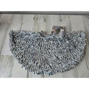 Jason wu mini silver table top tree skirt 24 inch shiny Gray unique